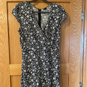 J Crew Mercantile Faux Wrap Dress Navy White Floral size 8 TALL